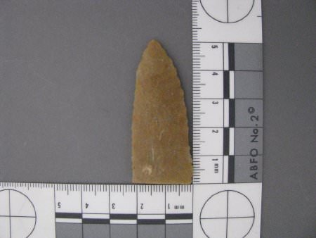 Projectile point  tip and mid-section, possible Eden, with scaale