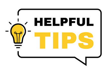 Graphic that reads Helpful Tips with a light bulb